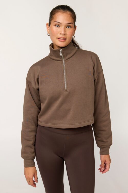 Girlfriend Collective Vega Half Zip Sweatshirt - Mink