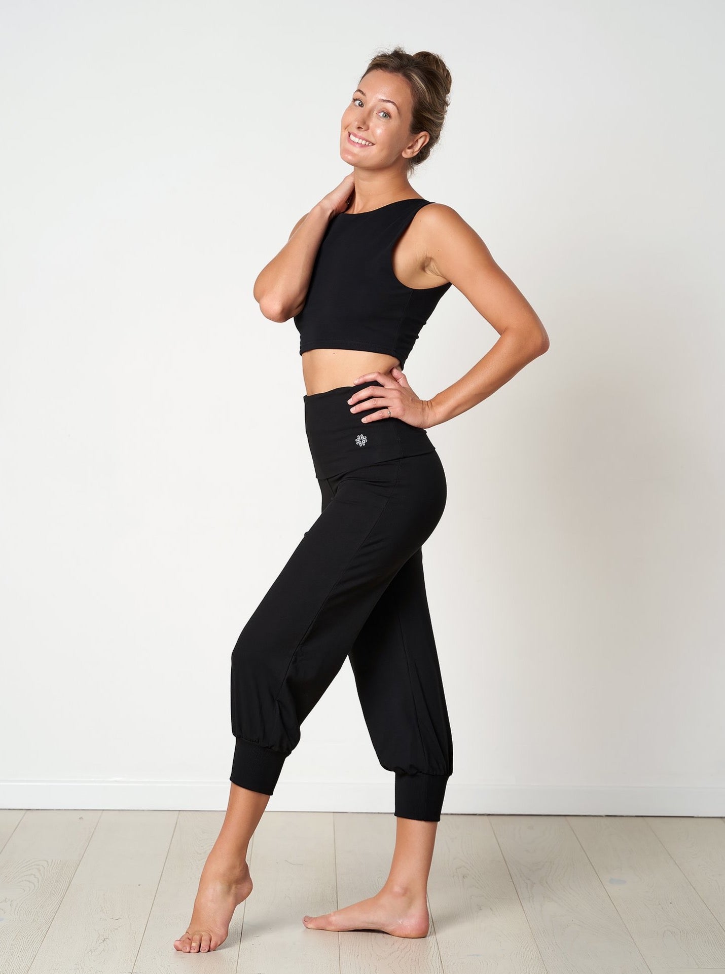 Gossypium Aspire Cropped Harem Pants - Black - Image 6