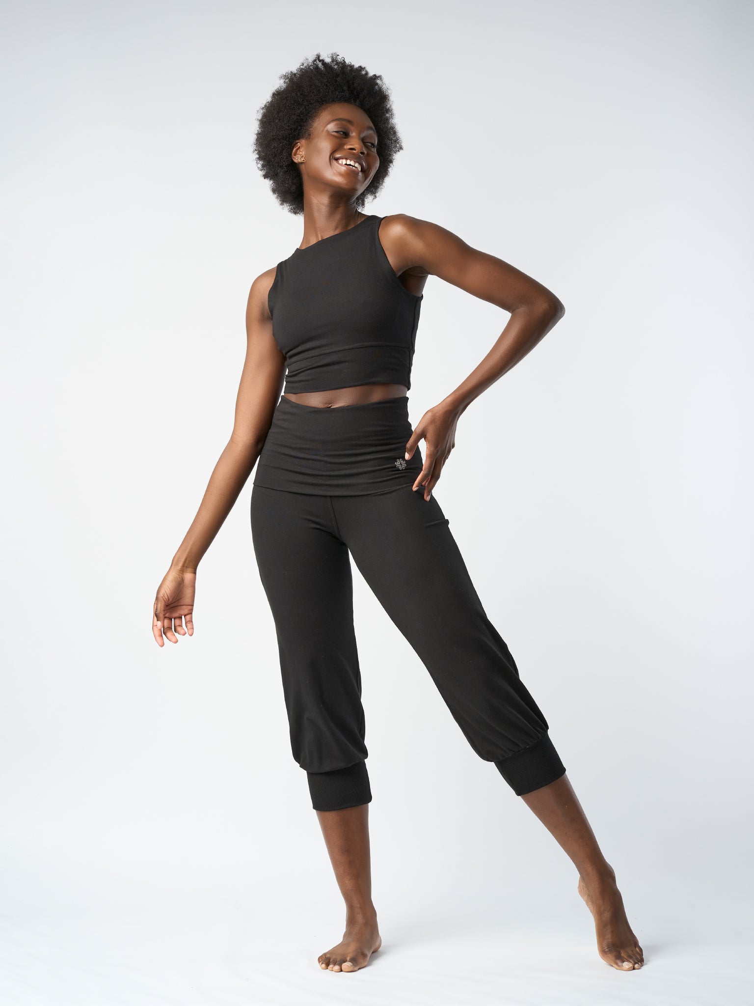 Gossypium Aspire Cropped Harem Pants - Black - Image 3